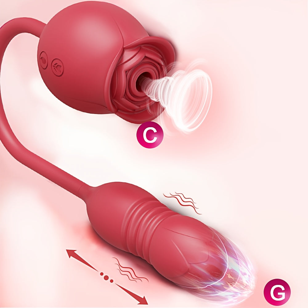 Roos 3in1 Suction  Thrusting Vibrator Dildo for Women